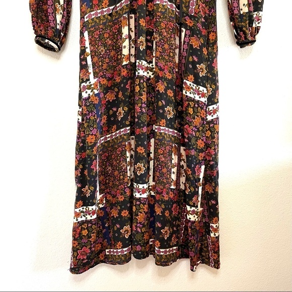 Zara Patchwork Floral Boho Peasant Midi Dress MulticolorXS - Picture 8 of 16